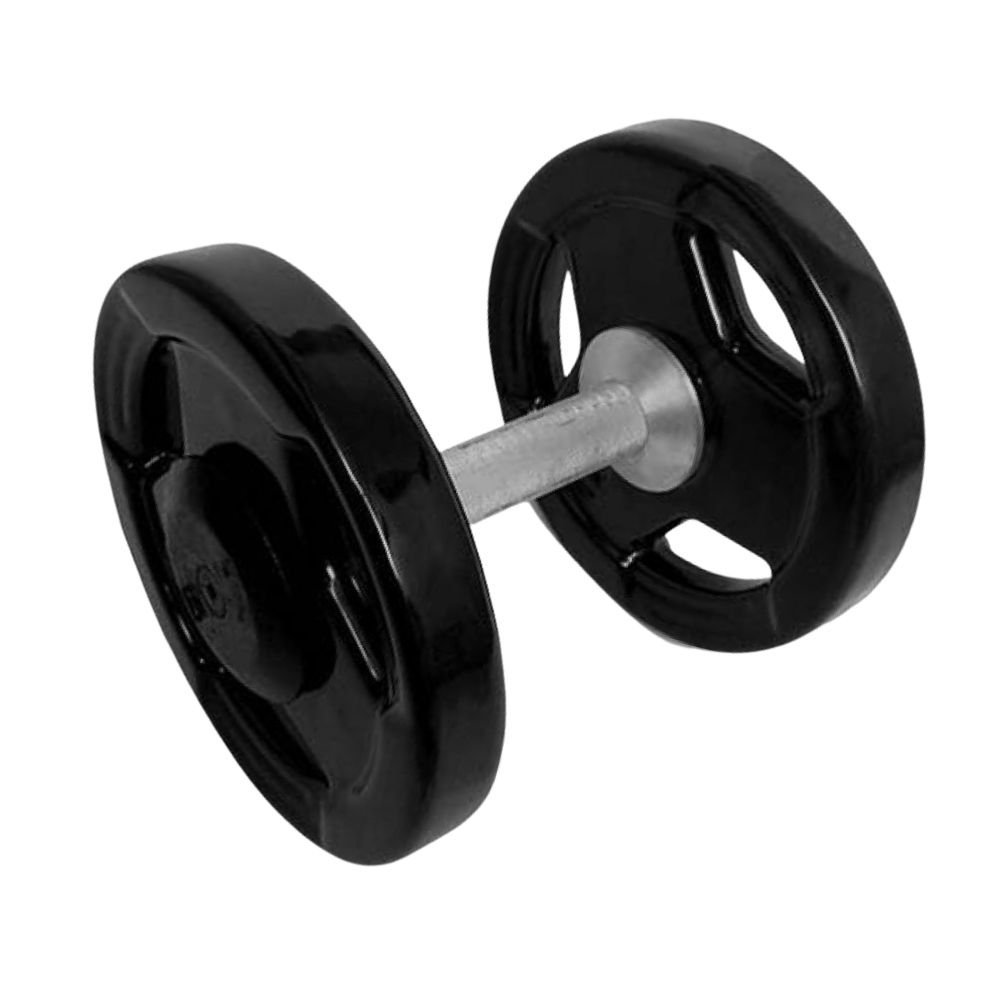 Dumbell Sextavado Montado Emborrachado Pegada Cromada — ferro fundido PVC Plastisol