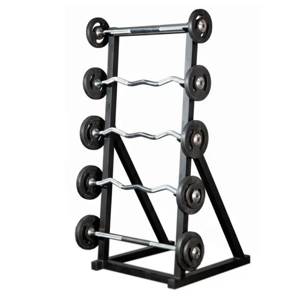 Kit 5 Barras Montadas com Anilhas Injetadas e Rack — MuscularFit