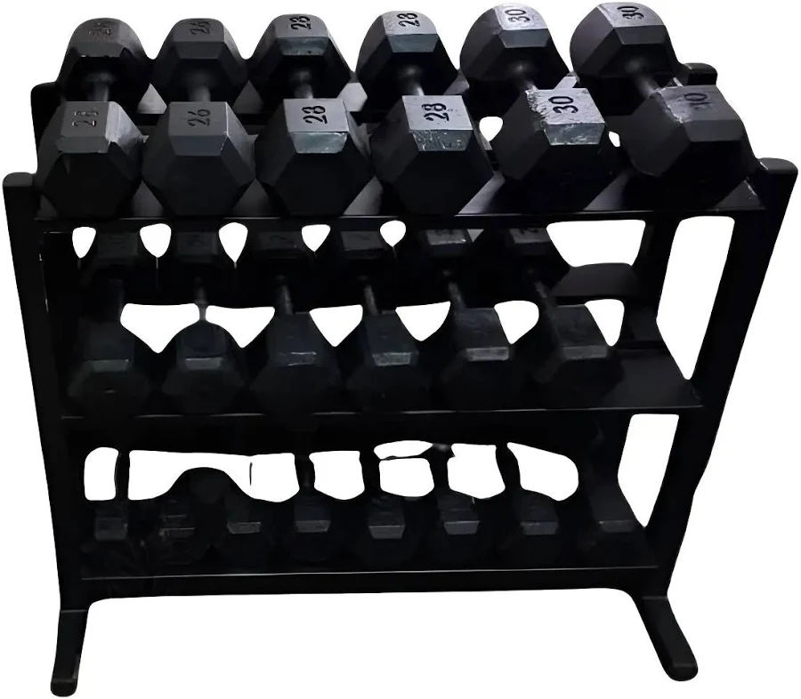 Kit Dumbell Sext. Pintado 12–30kg + Suporte