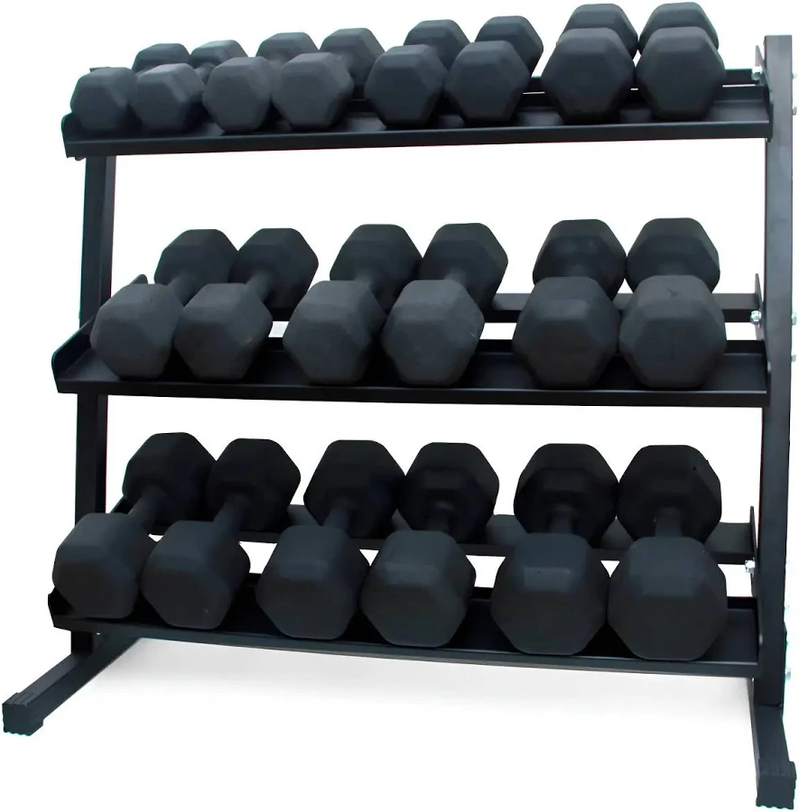 Kit Dumbell Sext. Texturizado 12–30kg + Suporte