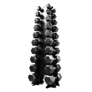 Kit Halteres Sextavado Injetado 1 a 10kg com Suporte — Pegada Cromada Recartilhada